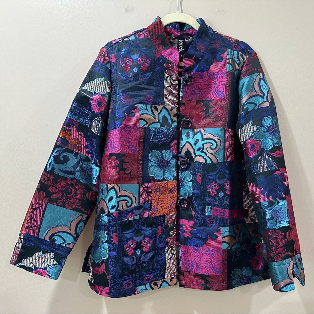 Berek Jacket Women XL Art-to-Wear Lux Funky Amazing Tapestry Metallic Blazer